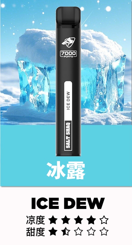 SALT SHAQ 鯊克7000口拋棄式煙桿｜持久續航・經典口感 小黑條